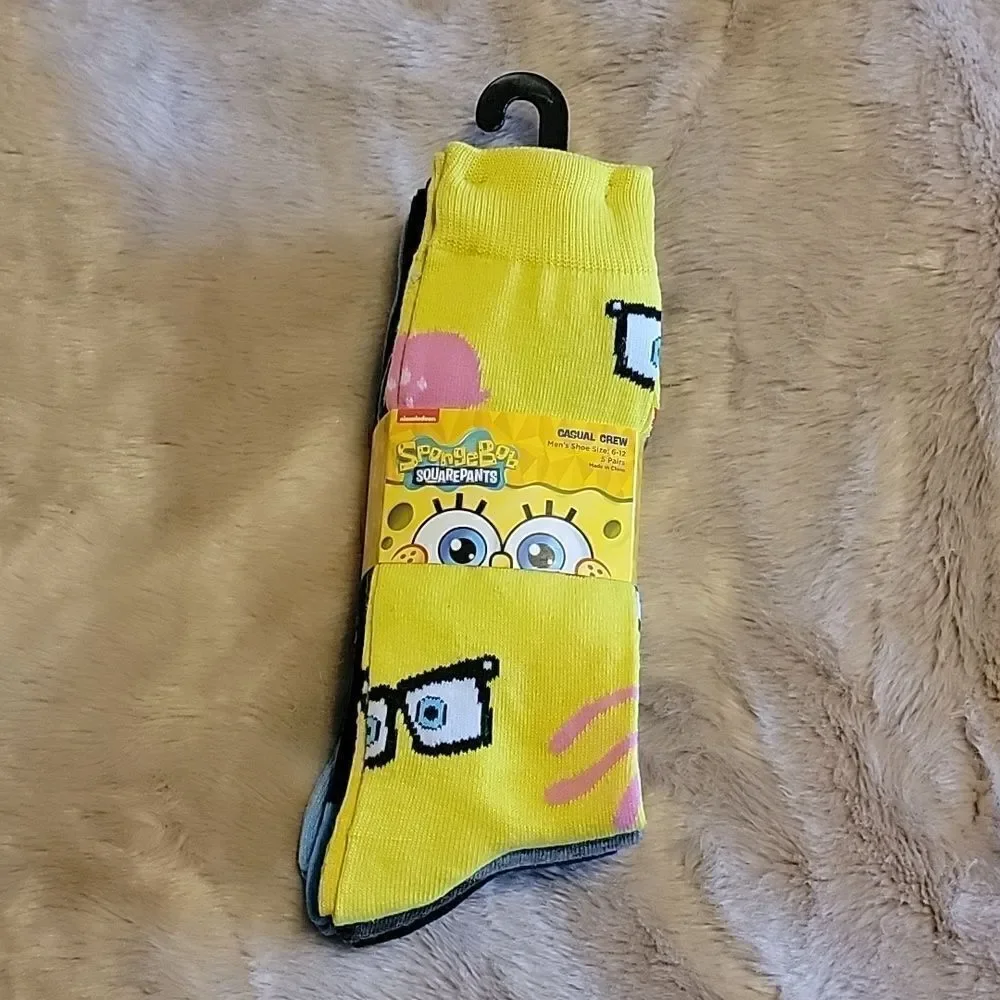 SPONGEBOB SQUAREPANTS CREW SOCKS, 5 PAIRS, NEW IN PACKAGE